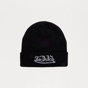 VON DUTCH Black Beanie Knit Cap Hat | UNISEX